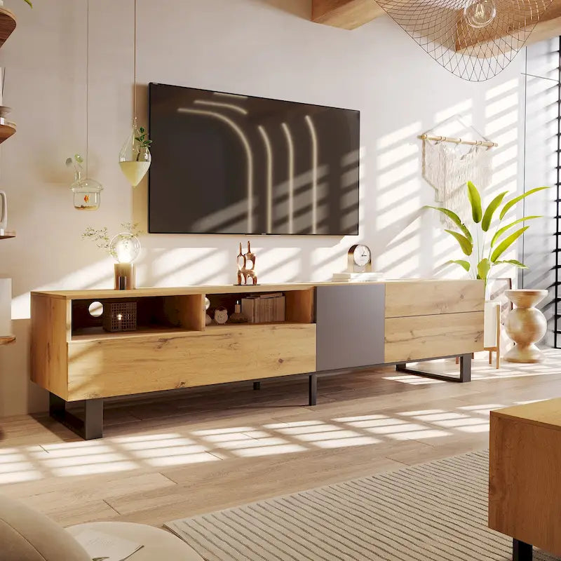 Mueble de TV con armario de almacenamiento para televisores de hasta 80 pulgadas