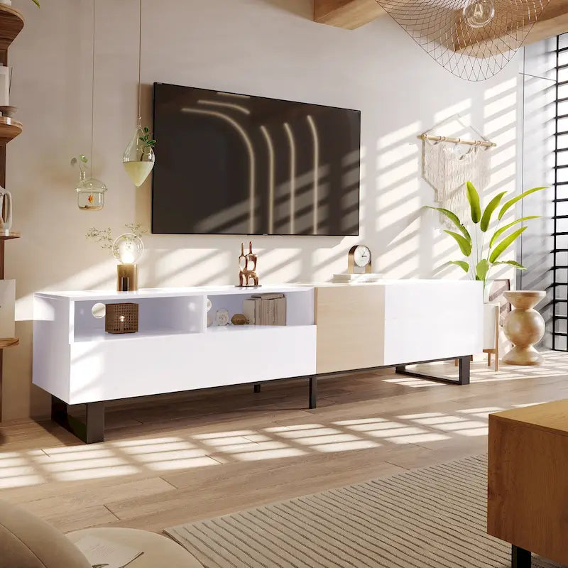 Mueble de TV con armario de almacenamiento para televisores de hasta 80 pulgadas
