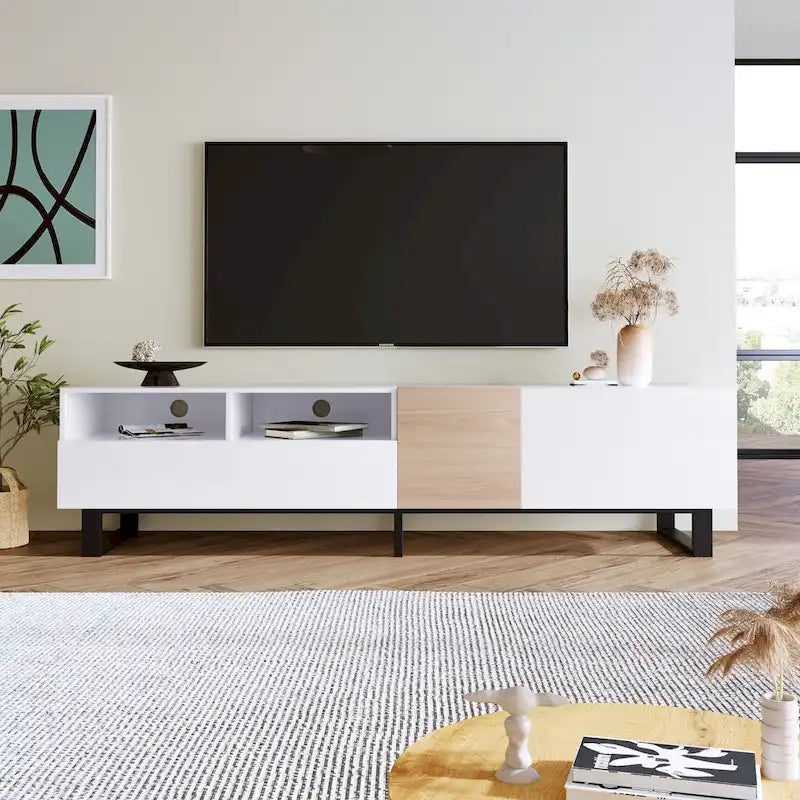 Mueble de TV con armario de almacenamiento para televisores de hasta 80 pulgadas