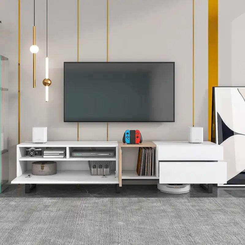 Mueble de TV con armario de almacenamiento para televisores de hasta 80 pulgadas