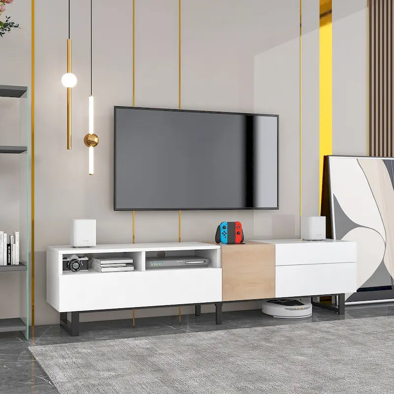 Mueble de TV con armario de almacenamiento para televisores de hasta 80 pulgadas