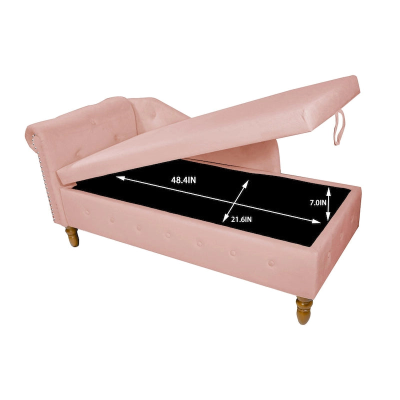 Diván tapizado en terciopelo con almacenamiento y almohada