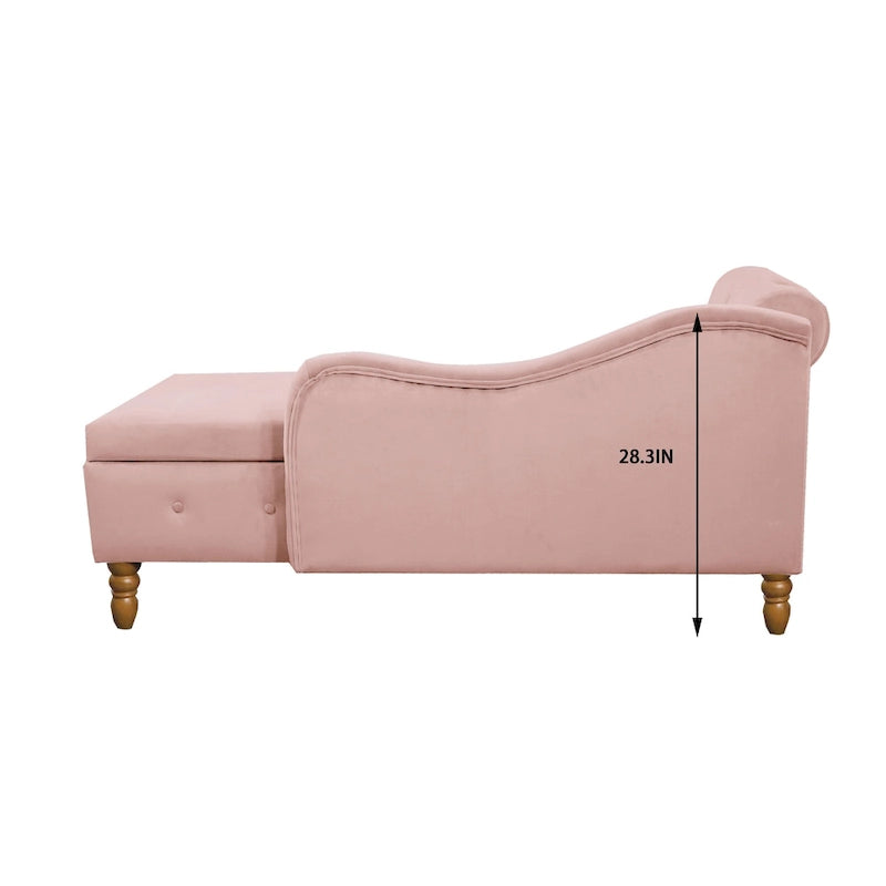 Diván tapizado en terciopelo con almacenamiento y almohada