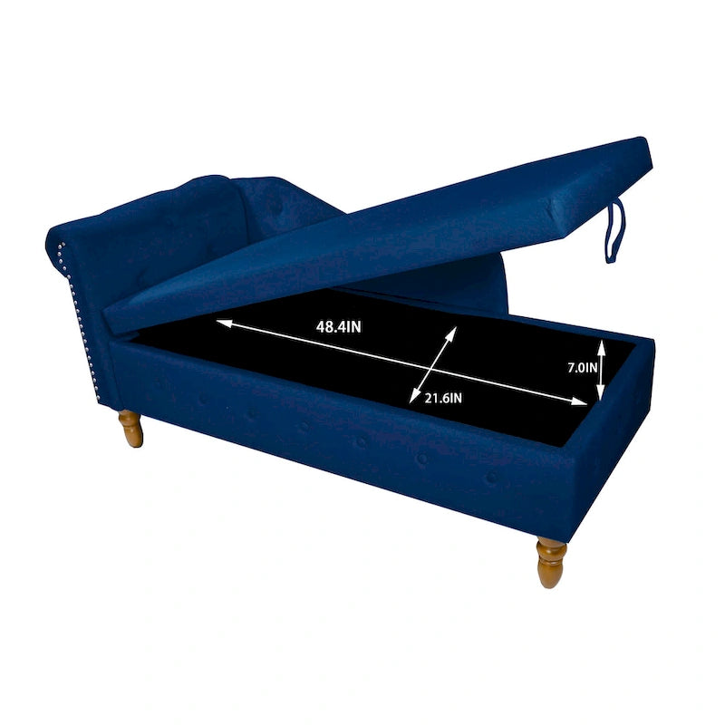 Diván tapizado en terciopelo con almacenamiento y almohada