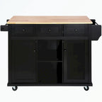Carro de isla de cocina rodante con gabinete de almacenamiento y 3 cajones