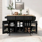 Carro de isla de cocina rodante con gabinete de almacenamiento y 3 cajones