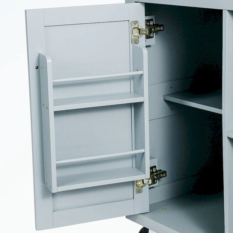 Carro de isla de cocina rodante con gabinete de almacenamiento y 3 cajones