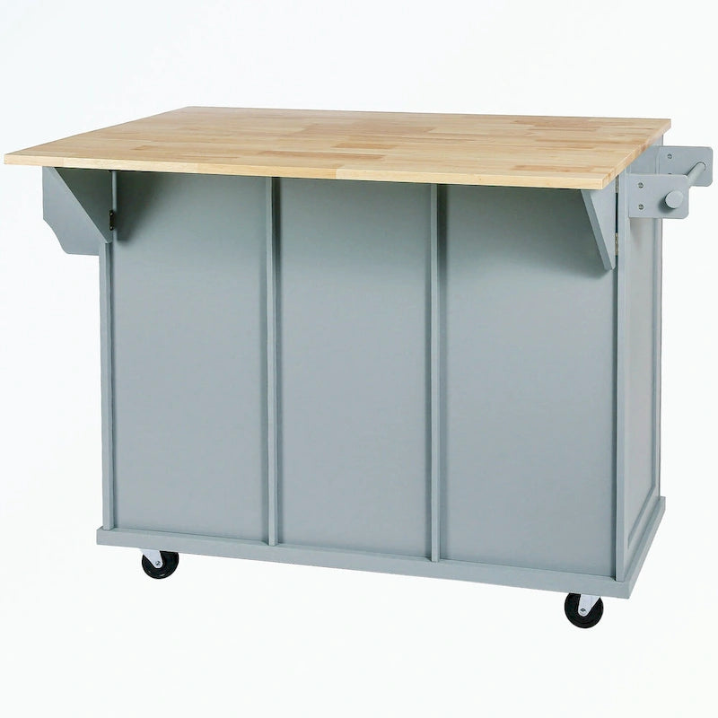 Carro de isla de cocina rodante con gabinete de almacenamiento y 3 cajones