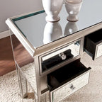 Mesa consola de cristal con espejo y 5 cajones