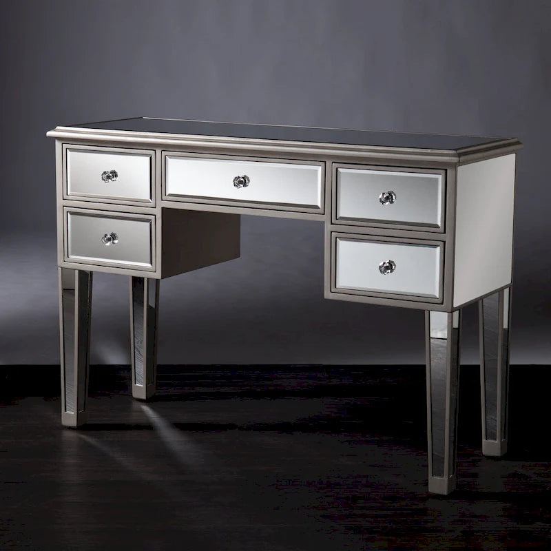 Mesa consola de cristal con espejo y 5 cajones
