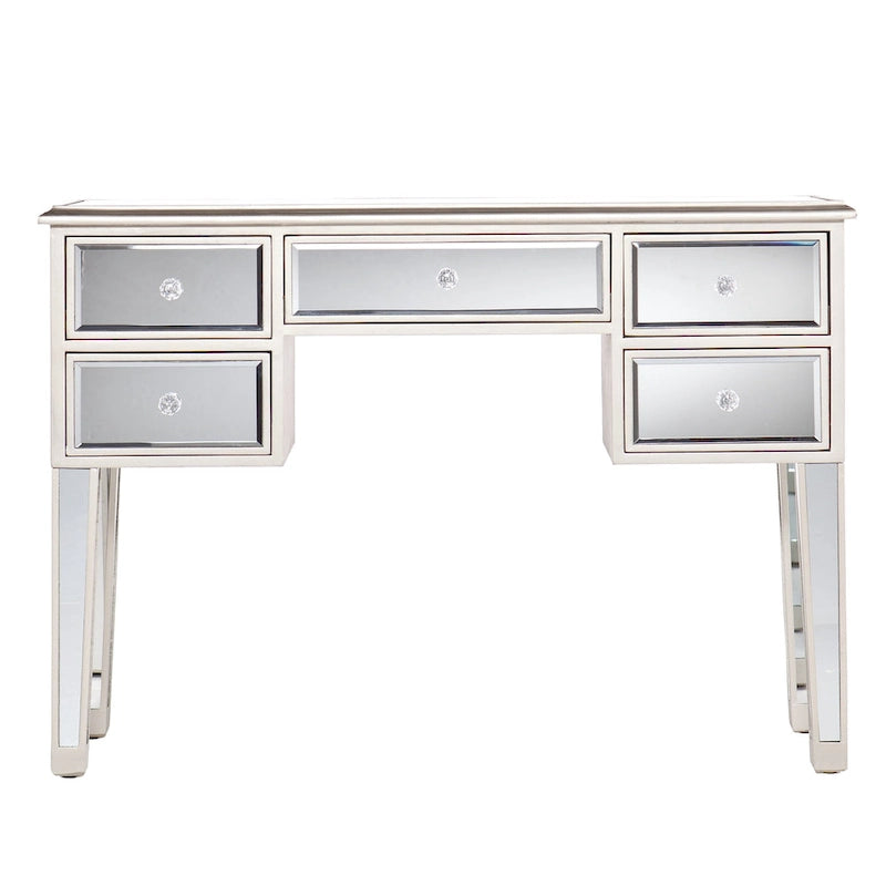 Mesa consola de cristal con espejo y 5 cajones