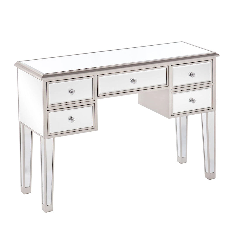 Mesa consola de cristal con espejo y 5 cajones