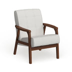 Sillón club de piel sintética blanca de mediados de siglo