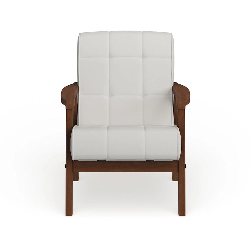 Sillón club de piel sintética blanca de mediados de siglo