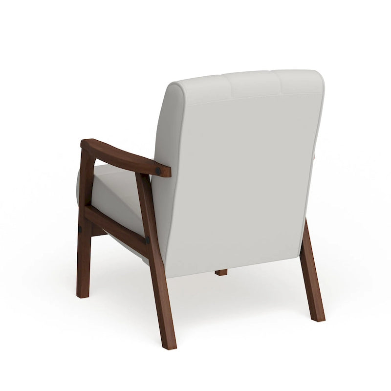 Sillón club de piel sintética blanca de mediados de siglo