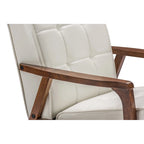 Sillón club de piel sintética blanca de mediados de siglo