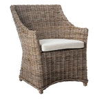 Sillón con respaldo de orejas de mimbre lavado marrón (completamente ensamblado)