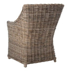 Sillón con respaldo de orejas de mimbre lavado marrón (completamente ensamblado)