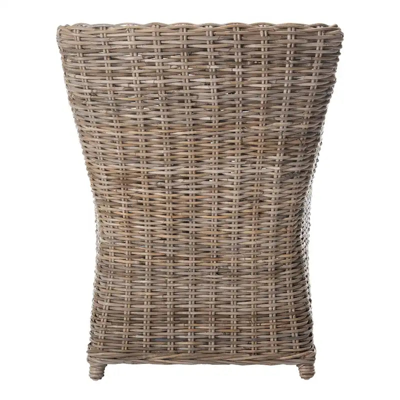 Sillón con respaldo de orejas de mimbre lavado marrón (completamente ensamblado)