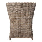 Sillón con respaldo de orejas de mimbre lavado marrón (completamente ensamblado)