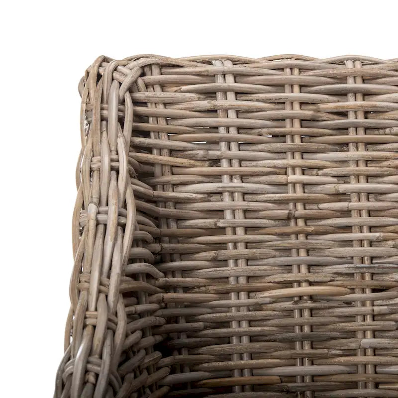 Sillón con respaldo de orejas de mimbre lavado marrón (completamente ensamblado)