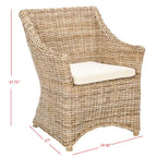 Sillón con respaldo de orejas de mimbre lavado marrón (completamente ensamblado)