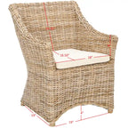 Sillón con respaldo de orejas de mimbre lavado marrón (completamente ensamblado)