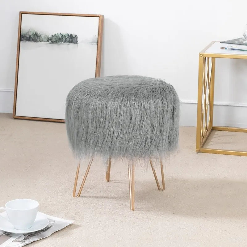 Taburete de Tocador de Terciopelo con Patas de Metal