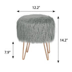 Taburete de Tocador de Terciopelo con Patas de Metal