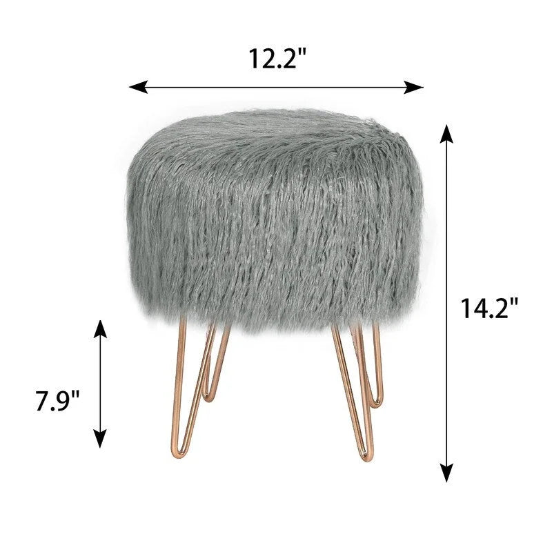 Taburete de Tocador de Terciopelo con Patas de Metal