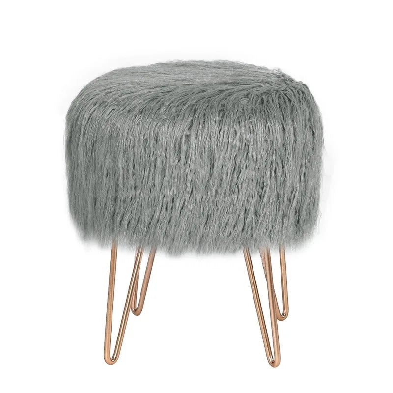 Taburete de Tocador de Terciopelo con Patas de Metal