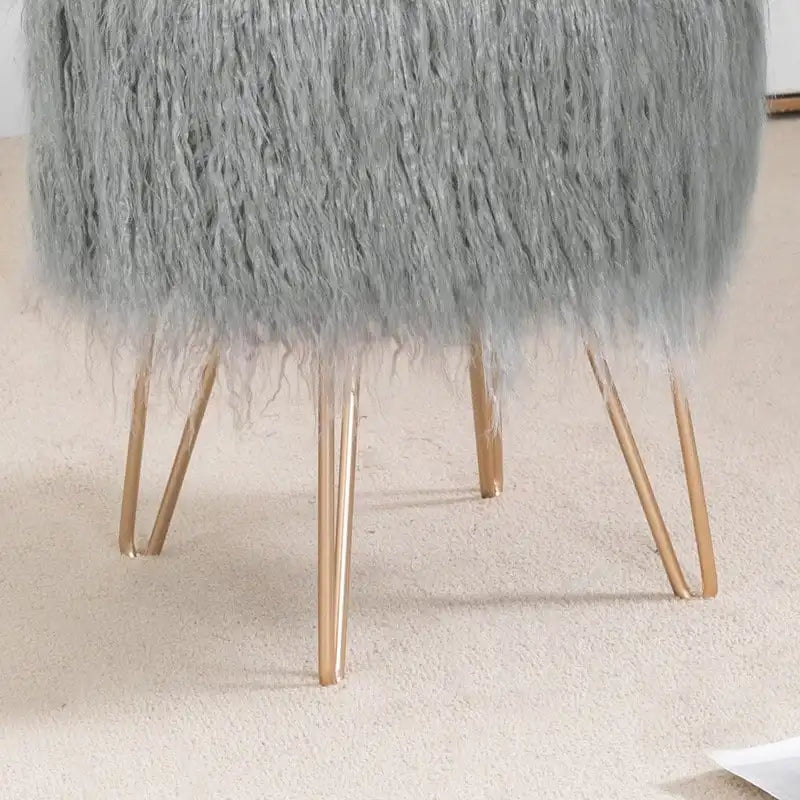 Taburete de Tocador de Terciopelo con Patas de Metal