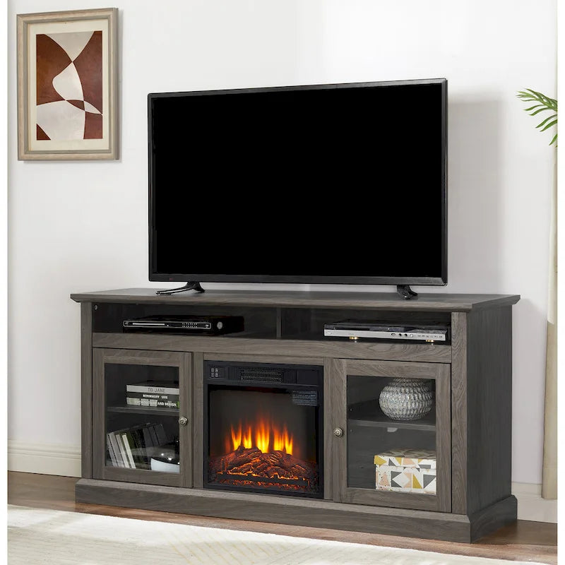 Mueble para TV de 60 pulgadas con chimenea eléctrica