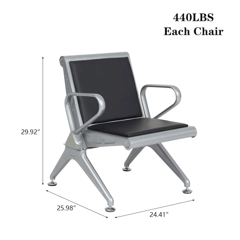 Silla de sala de espera de cuero sintético - Banco de recepción (1 asiento / 2 asientos / 3 asientos)