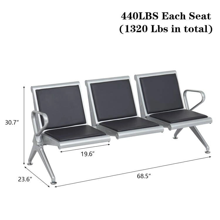 Silla de sala de espera de cuero sintético - Banco de recepción (1 asiento / 2 asientos / 3 asientos)