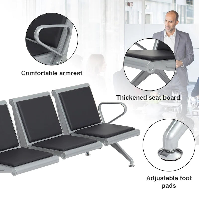 Silla de sala de espera de cuero sintético - Banco de recepción (1 asiento / 2 asientos / 3 asientos)