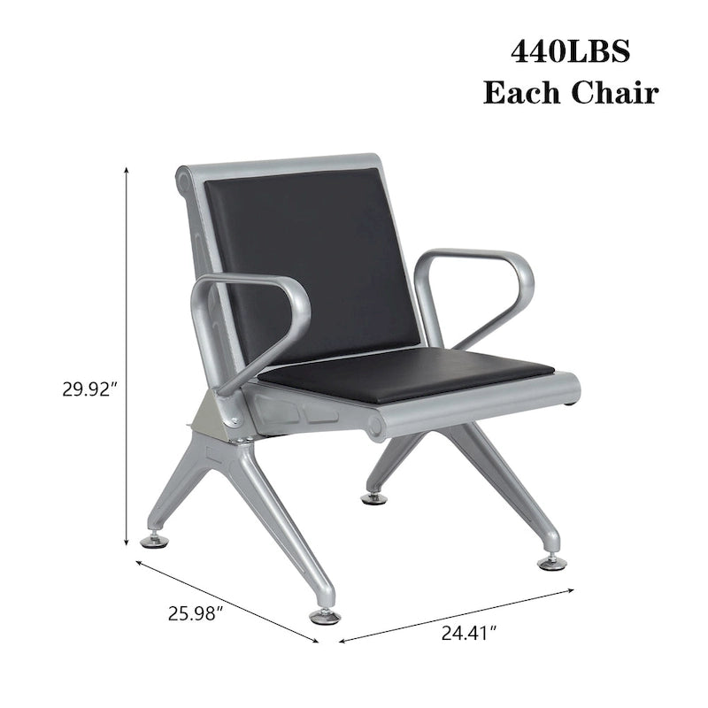 Silla de sala de espera de cuero sintético - Banco de recepción (1 asiento / 2 asientos / 3 asientos)