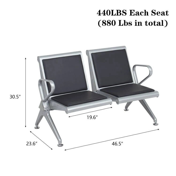 Silla de sala de espera de cuero sintético - Banco de recepción (1 asiento / 2 asientos / 3 asientos)