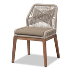Silla lateral de comedor de caoba con cuerda tejida de transición - Gris