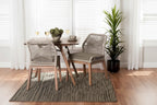 Jennifer Transitional Woven Rope Mahogany Dining Side Chair-Grey