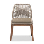 Silla lateral de comedor de caoba con cuerda tejida de transición - Gris