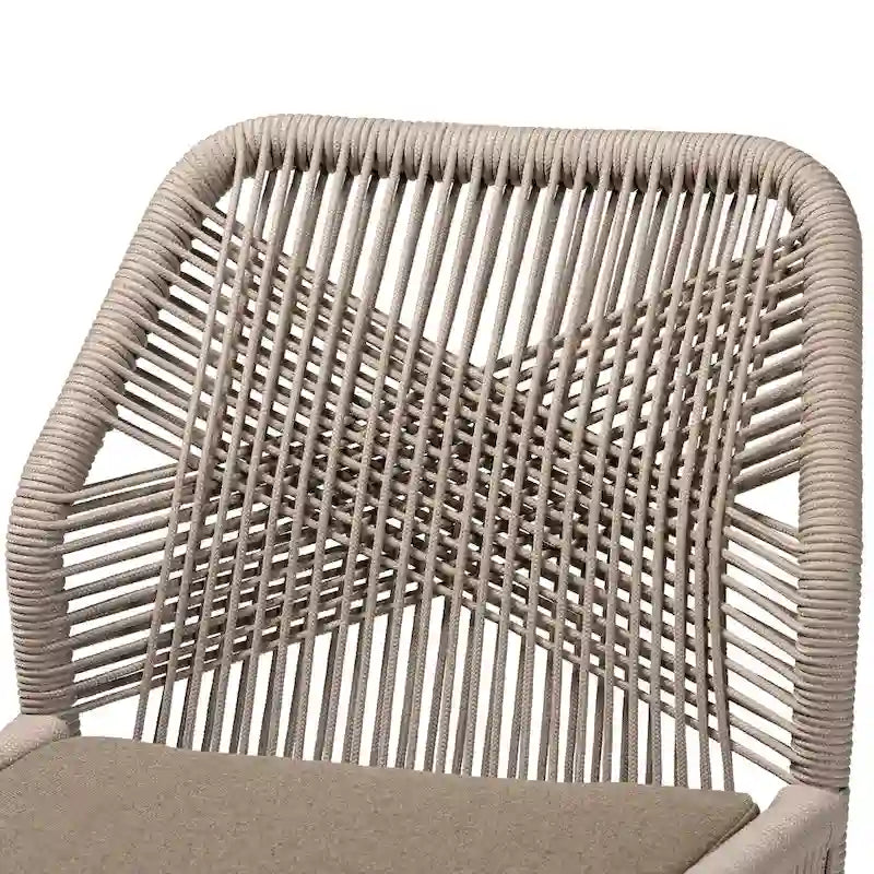 Silla lateral de comedor de caoba con cuerda tejida de transición - Gris