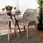 Silla lateral de comedor de caoba con cuerda tejida de transición - Gris