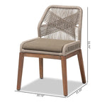 Silla lateral de comedor de caoba con cuerda tejida de transición - Gris