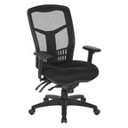 Silla de oficina de malla negra con respaldo y soporte lumbar