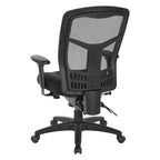 Silla de oficina de malla negra con respaldo y soporte lumbar