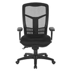 Silla de oficina de malla negra con respaldo y soporte lumbar