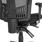 Silla de oficina de malla negra con respaldo y soporte lumbar