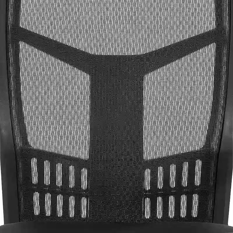 Silla de oficina de malla negra con respaldo y soporte lumbar