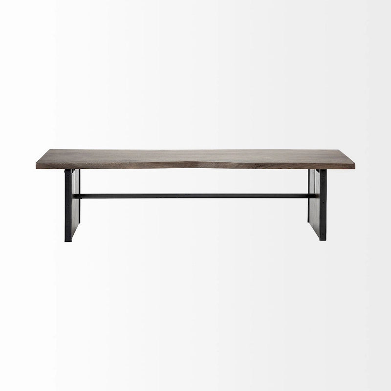Banco de comedor de madera de mango con borde natural - 70 An x 17 Pr x 18 Al